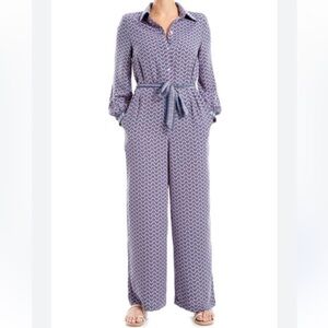 Max Studio Women Jumpsuit Small Wide Leg Blue Casual Summer Fresh Lightweight